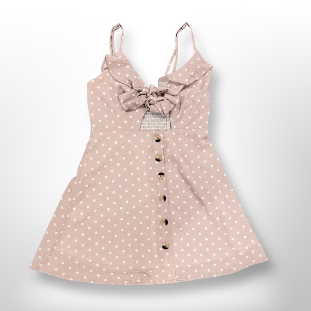 ❌S O L D ❌ SHEIN FRONT TIE DRESS / Size: S / Color: lavender + white polka dot